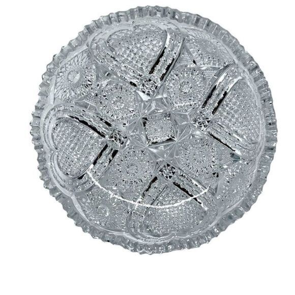 Antique Imperial Glass Nucut Hearts Sawtooth Edge Bowl 1920’s 8.5”‎ x 2.5 - Picture 5 of 7